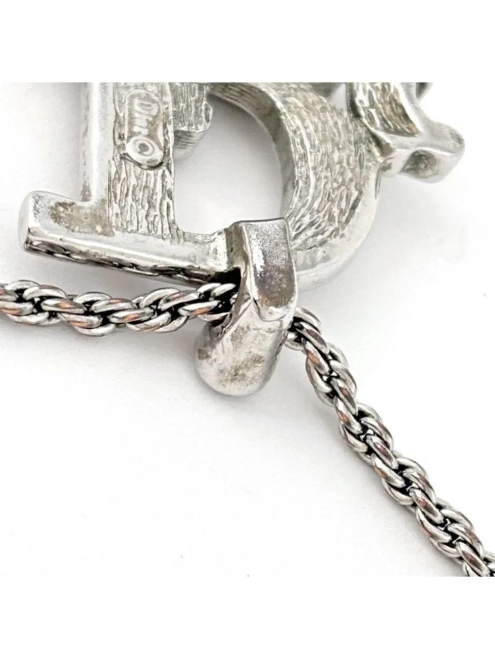 Dior Necklace Silver Plated Rhinestone